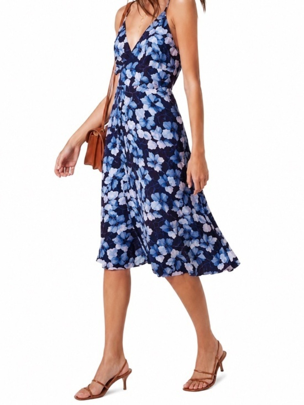 Reformation Talia Blue Floral Wrap Midi Tie Waist Autumn Wedding Guest Dress S 6